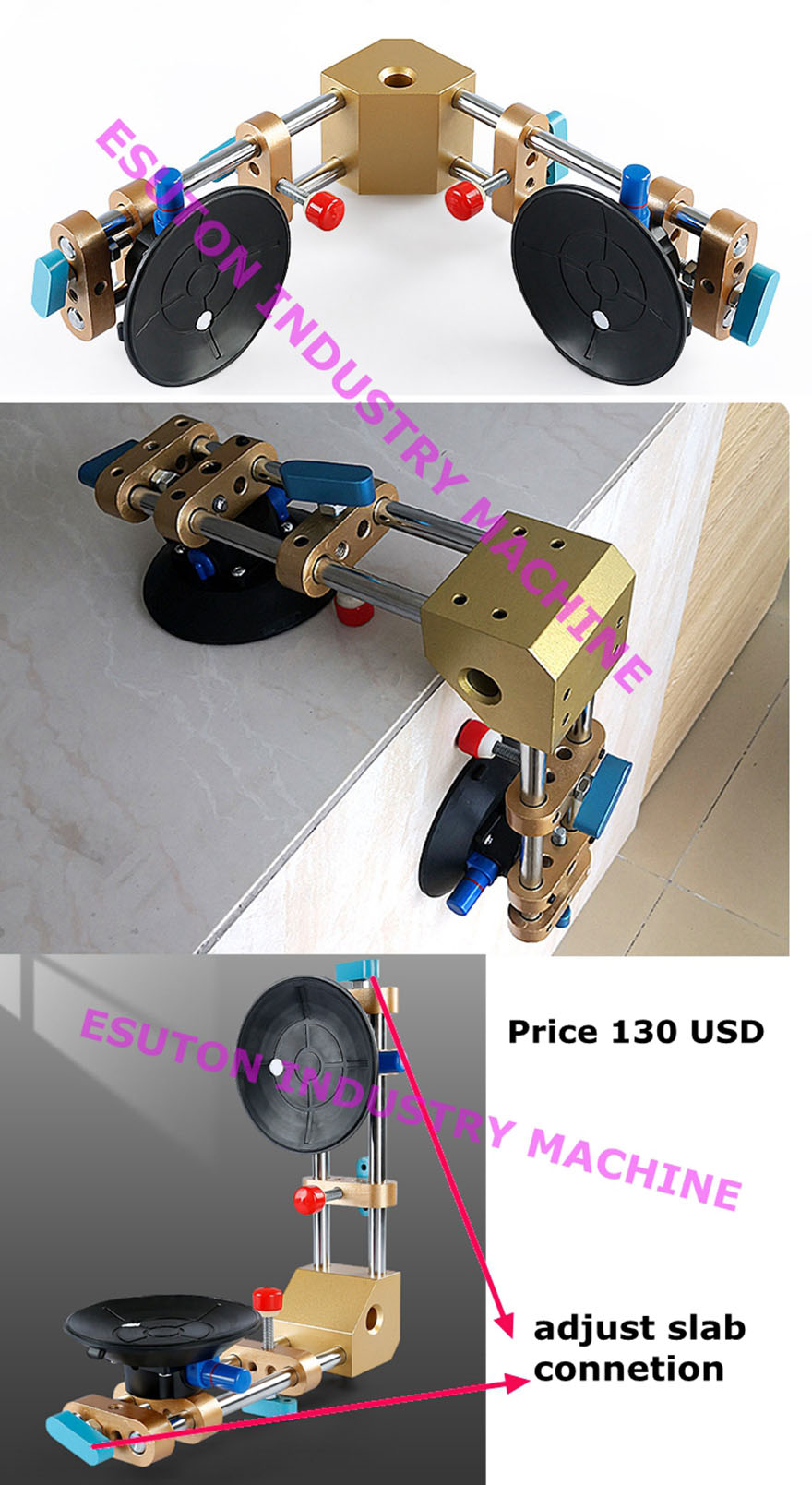 Vacuum slab connection height adjust device